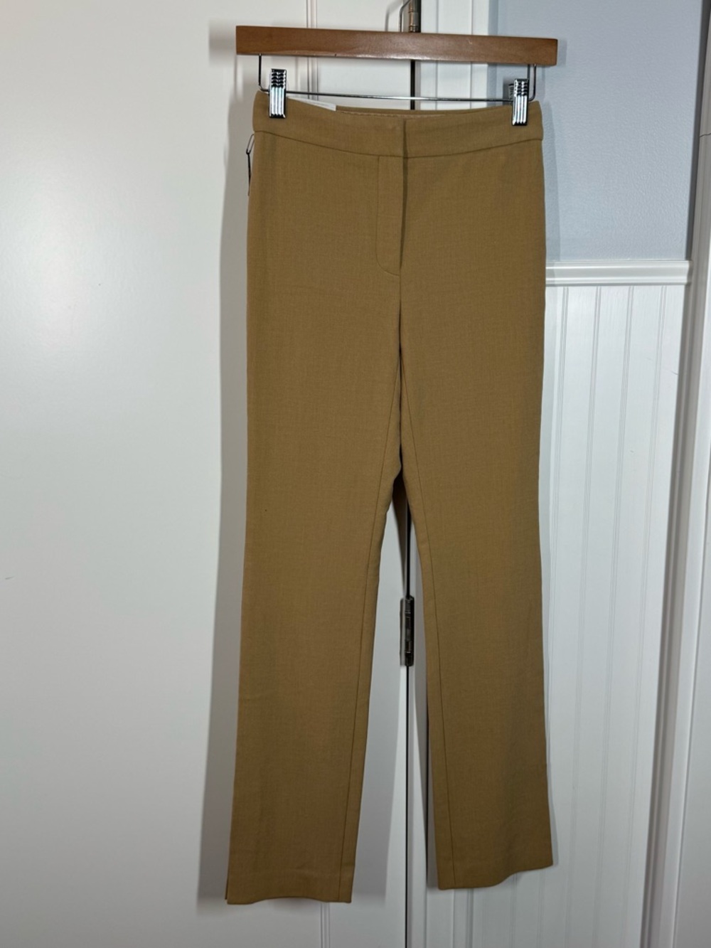 Babaton Numero‎ Pants Size 0 Tan Side Slit Ankle Vent Mid Rise Slim Fit Twill